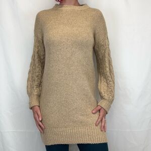 Women's A.N.D. Cable Knit Sweater Dress XS Tan Mini NWT Fall Winter